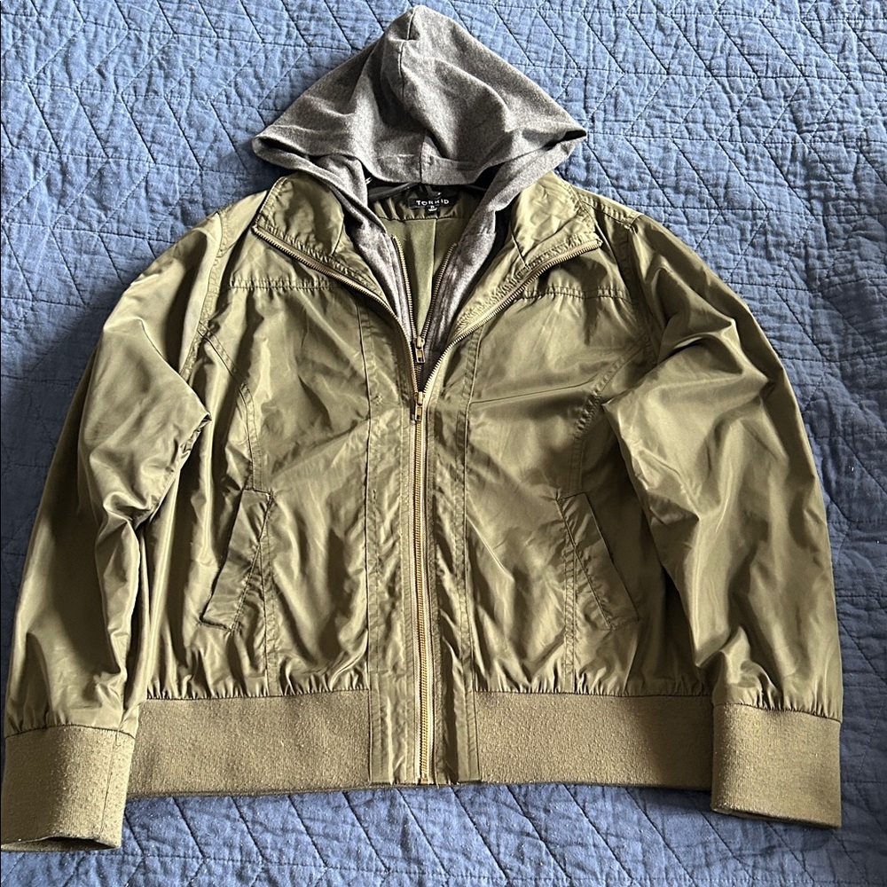 Women’s TORRID Olive Green Hooded Jacket with Gray Lining